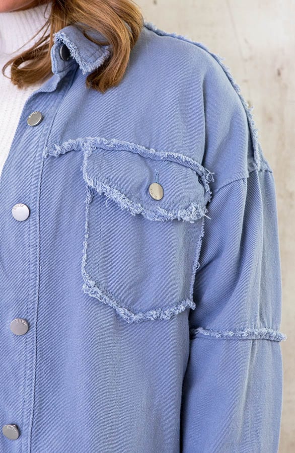 Cotton Oversized Jacket Jeansblauw – shoparchief, foto 5