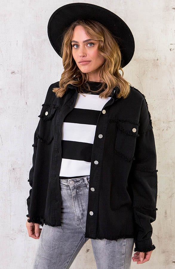 Cotton Oversized Jacket Zwart – shoparchief, foto 1