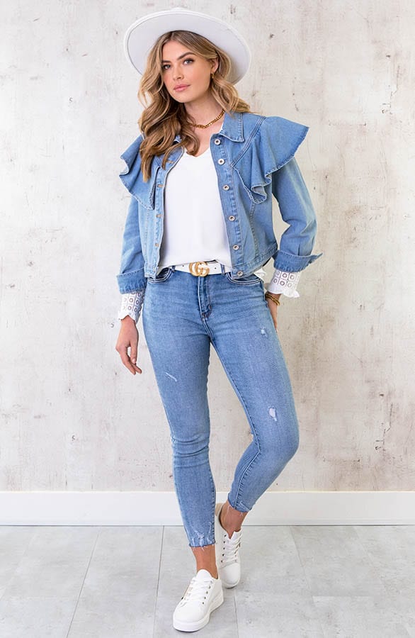 Denim Jacket Ruffle Light Blue – shoparchief, foto 6