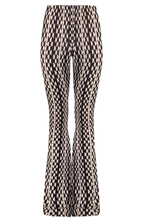 Flared Broek Retro Rondjes Beige – shoparchief, foto 1