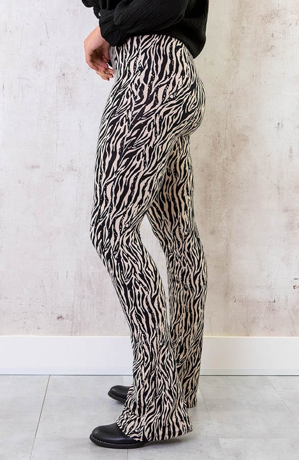 Flared Broek Zebra Beige – shoparchief, foto 2