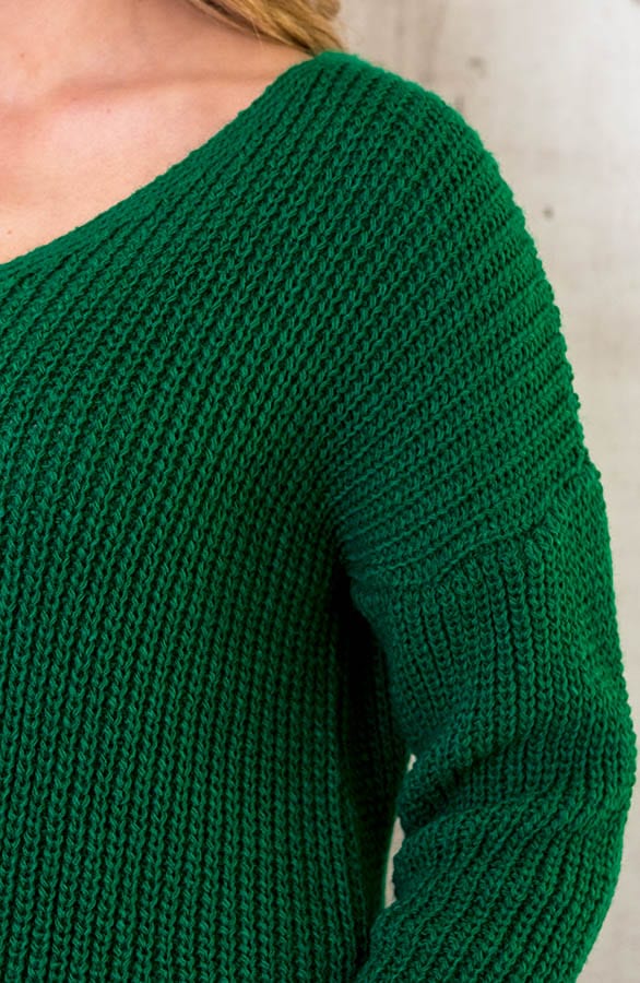 Gebreide Basic V-trui Bright Green – shoparchief, foto 5