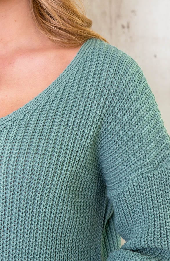 Gebreide Basic V-trui Mint – shoparchief, foto 2