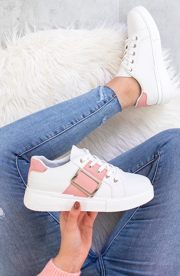 Gesp Sneakers Wit Roze – shoparchief, foto 1