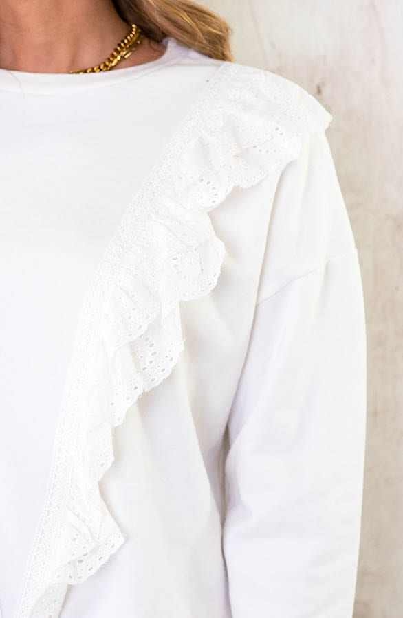 Katoenen Embroidery Sweater Ecru – shoparchief, foto 6