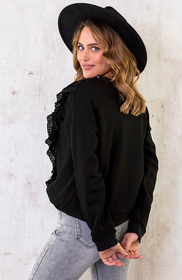 Katoenen Embroidery Sweater Zwart – shoparchief, foto 4