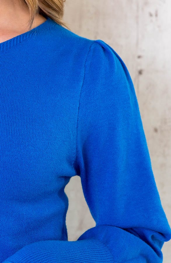 Knitted Jurk Met Pofmouwen Kobalt – shoparchief, foto 5