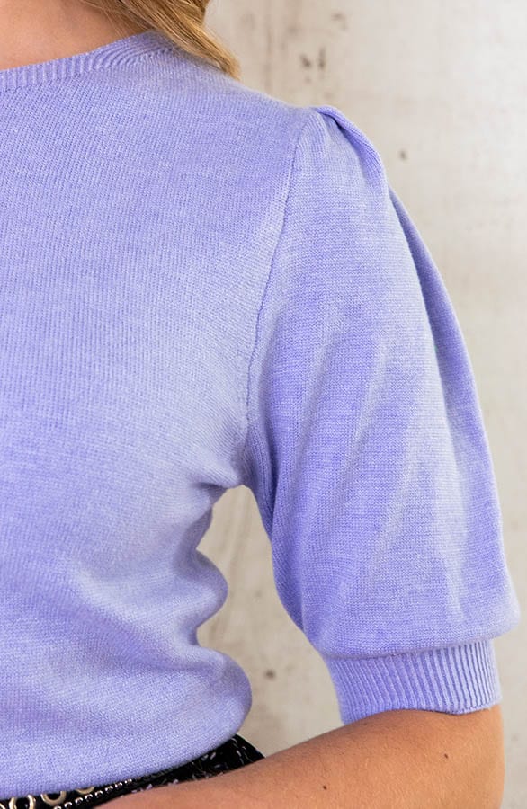 Knitted Top Met Pofmouwen Lila – shoparchief, foto 5