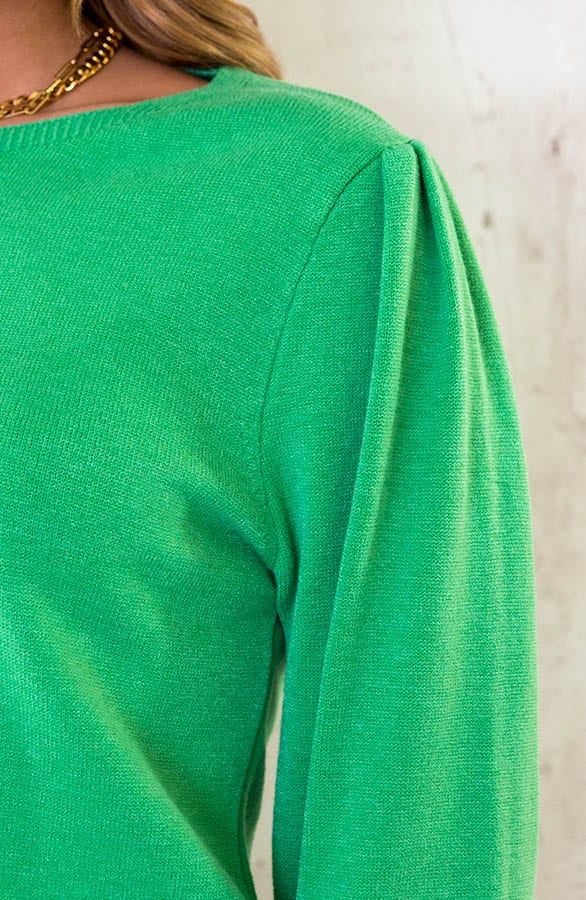 Knitted Trui Met Pofmouwen Groen – shoparchief, foto 5