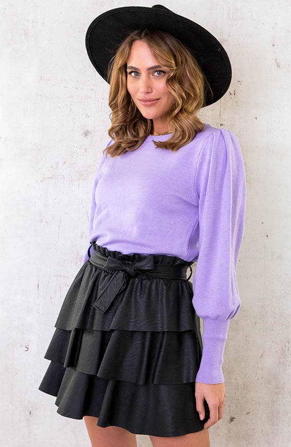 Knitted Trui Met Pofmouwen Lila – shoparchief, foto 2