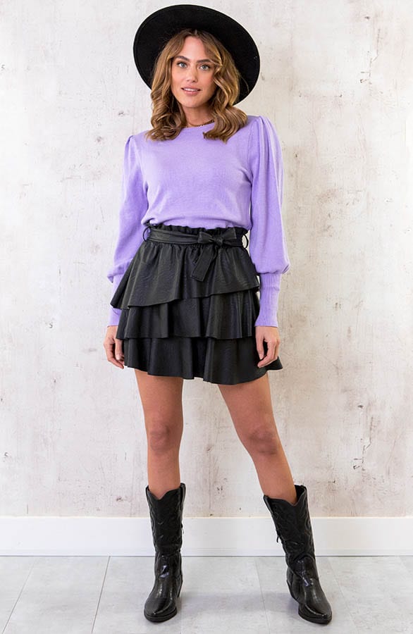 Knitted Trui Met Pofmouwen Lila – shoparchief, foto 6