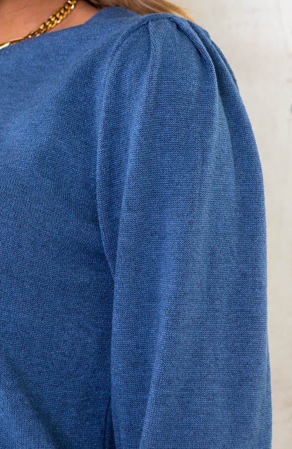 Knitted Trui met Pofmouwen Jeansblauw – shoparchief, foto 5