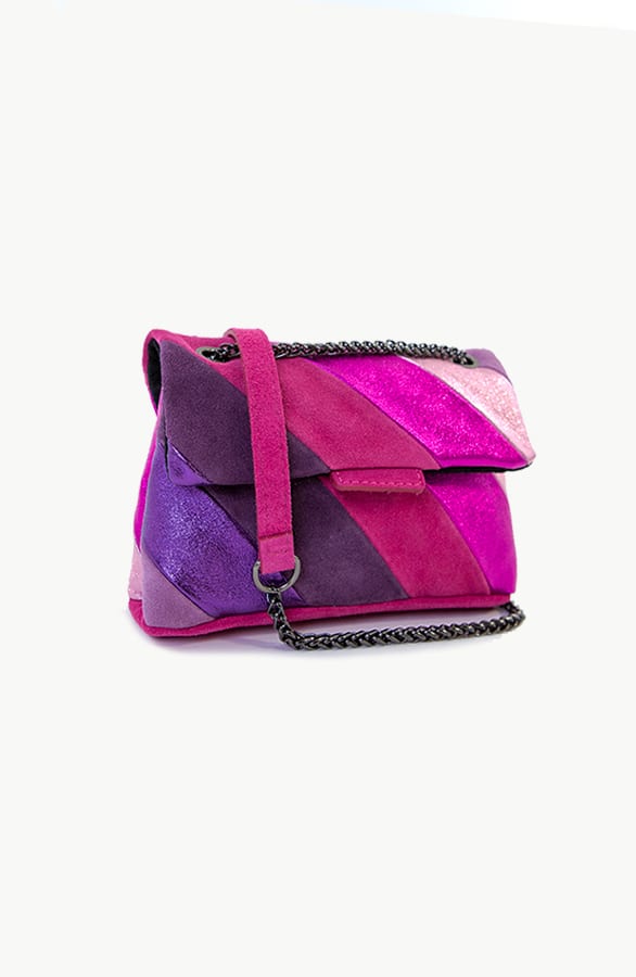 Leather Rainbow Chain Bag Small Fuchsia – shoparchief, foto 1