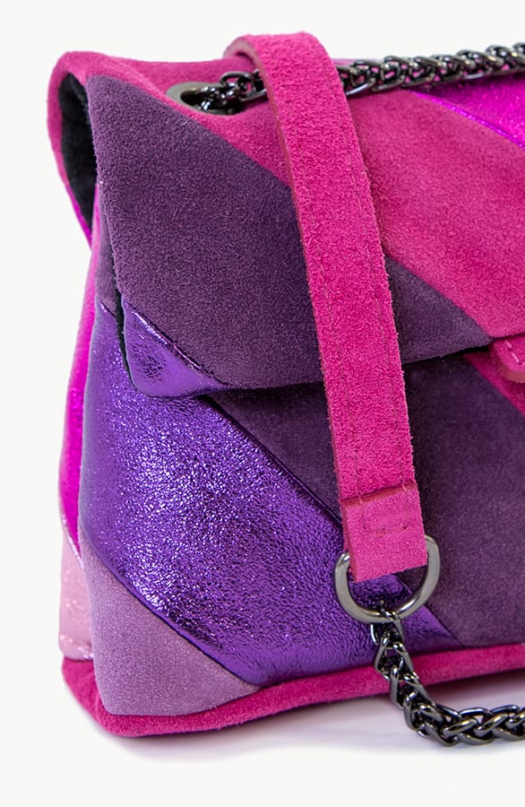 Leather Rainbow Chain Bag Small Fuchsia – shoparchief, foto 2