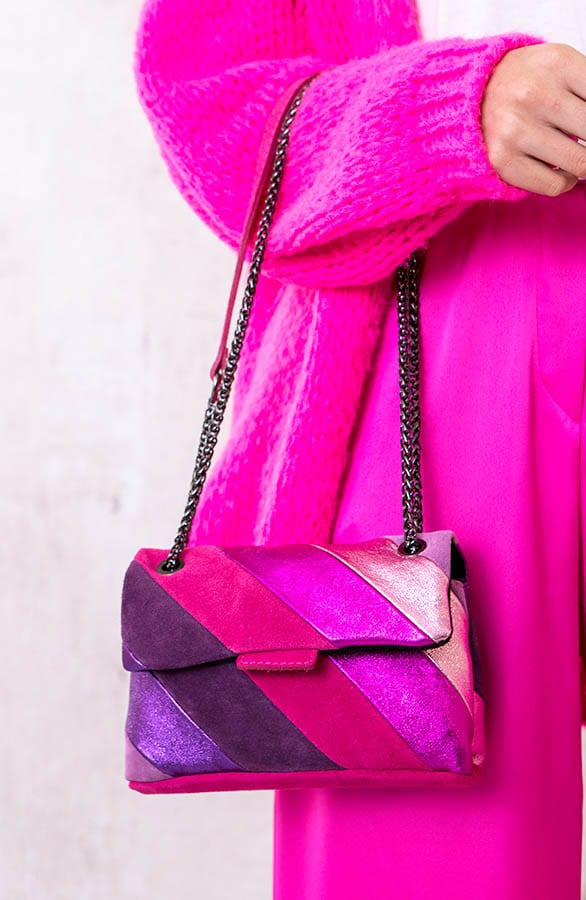 Leather Rainbow Chain Bag Small Fuchsia – shoparchief, foto 3