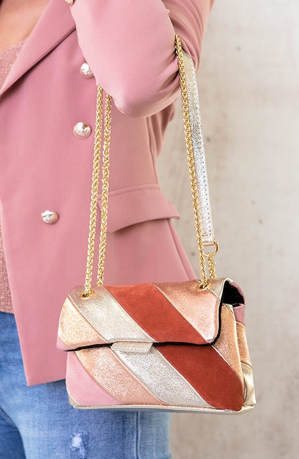 Leather Rainbow Chain Bag Small Rosé – shoparchief, foto 4