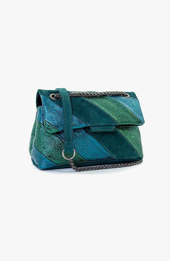 Leather Rainbow Chain Bag Small Smaragd – shoparchief, foto 1