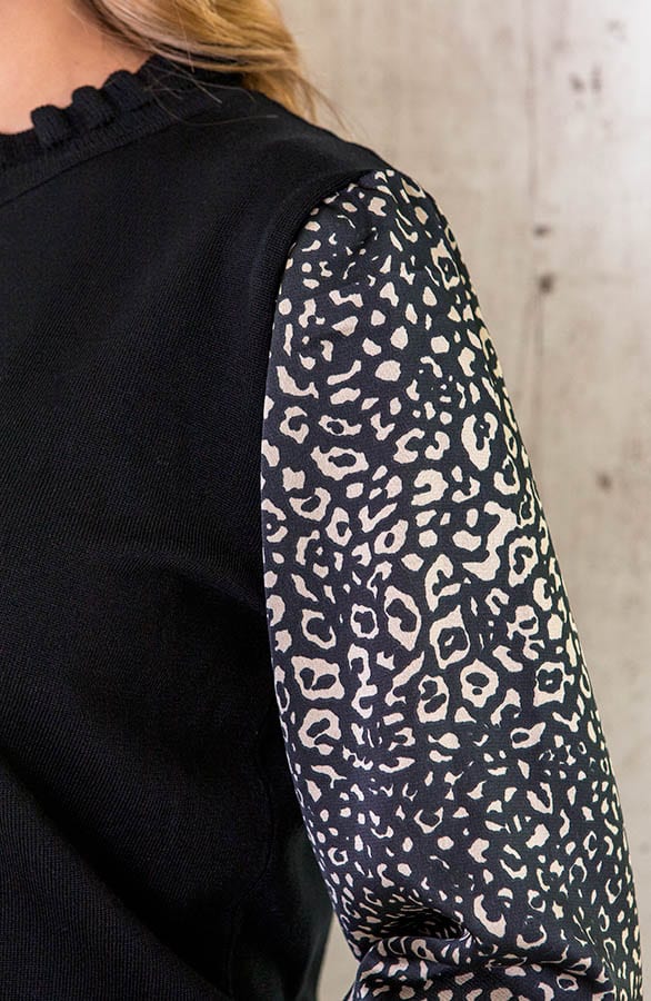 Long Sleeve Panter Top Zwart – shoparchief, foto 5