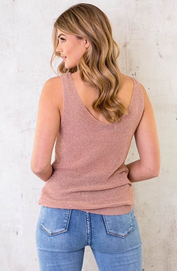 Lurex Top Loose Fit Rose Goud – tops, foto 11