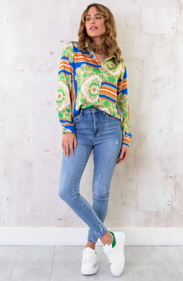 Luxury Print Blouse Bright Green – shoparchief, foto 6