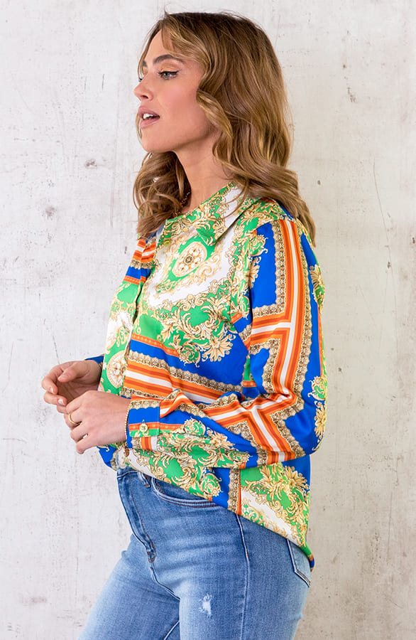 Luxury Print Blouse Bright Green – shoparchief, foto 3