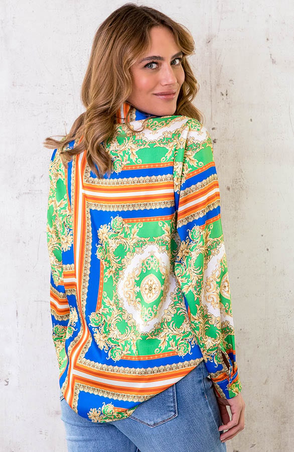 Luxury Print Blouse Bright Green – shoparchief, foto 4