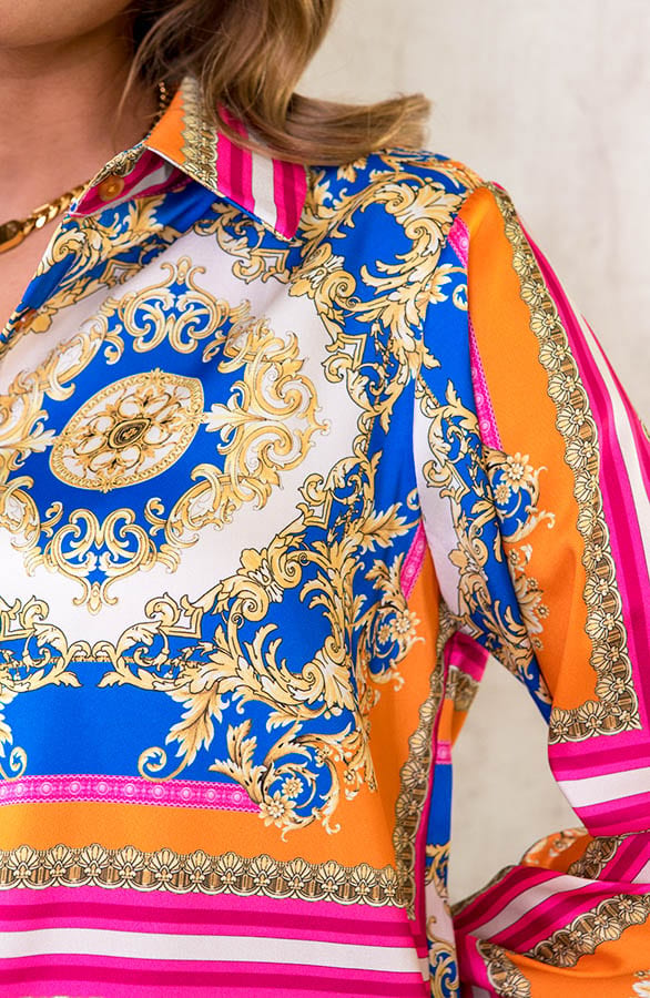 Luxury Print Blouse Bright Kobalt – shoparchief, foto 5