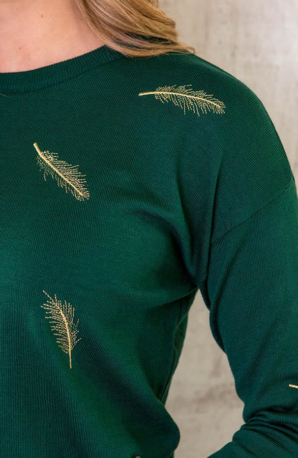 Metallic Feather Trui Smaragd – shoparchief, foto 5