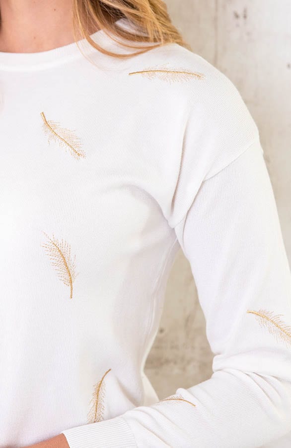 Metallic Feather Trui Wit – shoparchief, foto 5