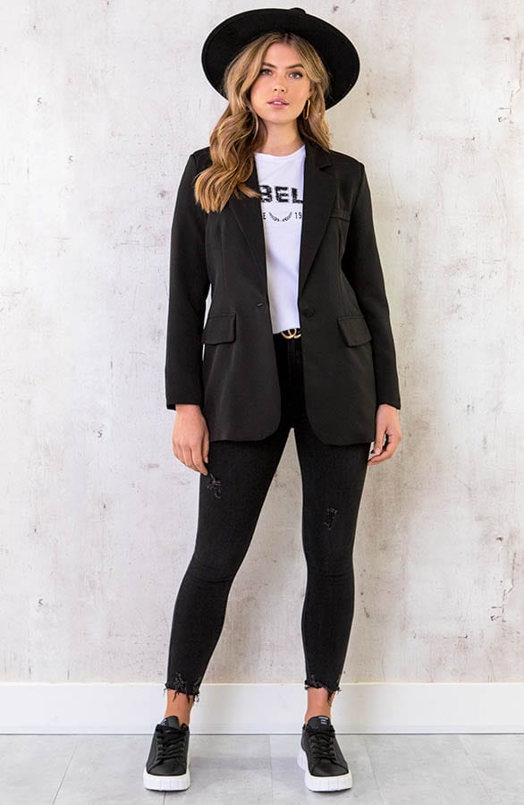 Oversized Fashion Blazer Zwart – shoparchief, foto 6