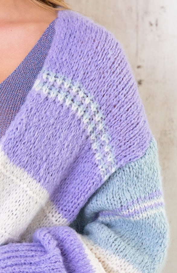 Oversized Knitted Strepen Vest Lila – shoparchief, foto 5