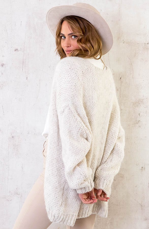 Oversized Knitted Vest Beige Gemeleerd – shoparchief, foto 4