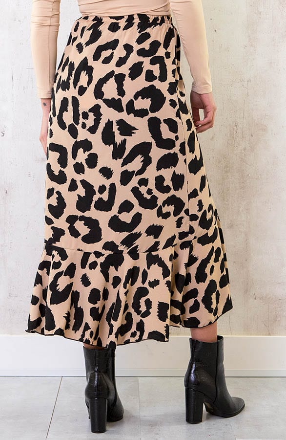 Panterprint Overslag Midi Rok Beige – shoparchief, foto 3