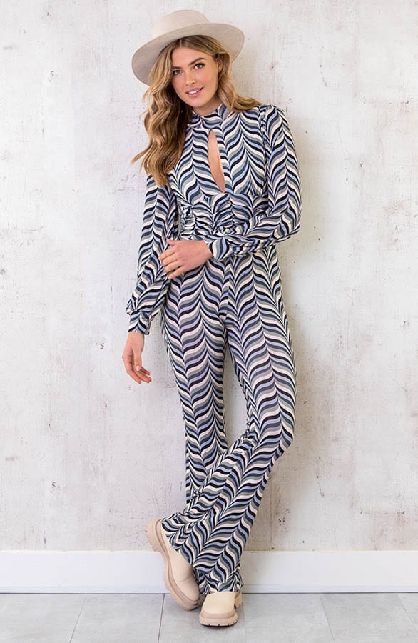 Retro Print Jumpsuit Blauw – shoparchief, foto 5