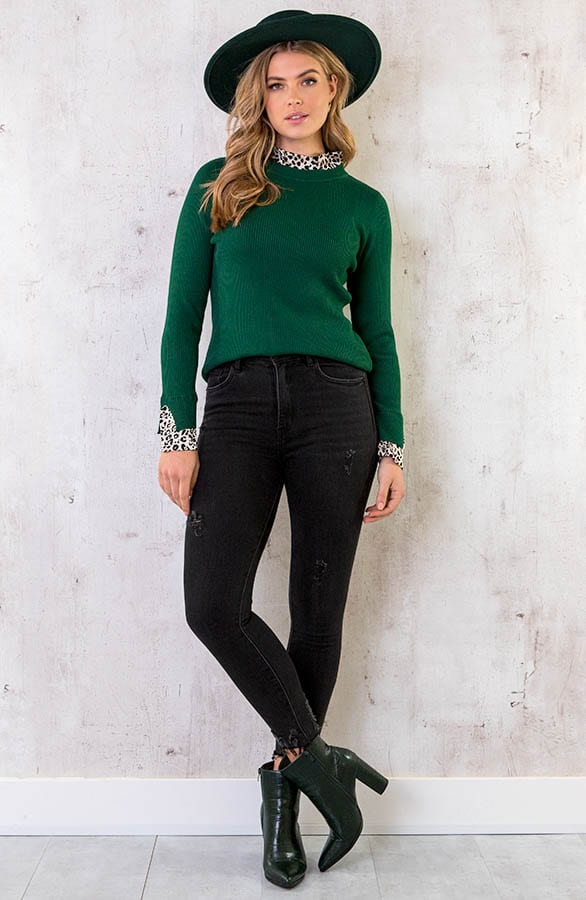Ribtrui Met Panterkraag Smaragd – shoparchief, foto 6