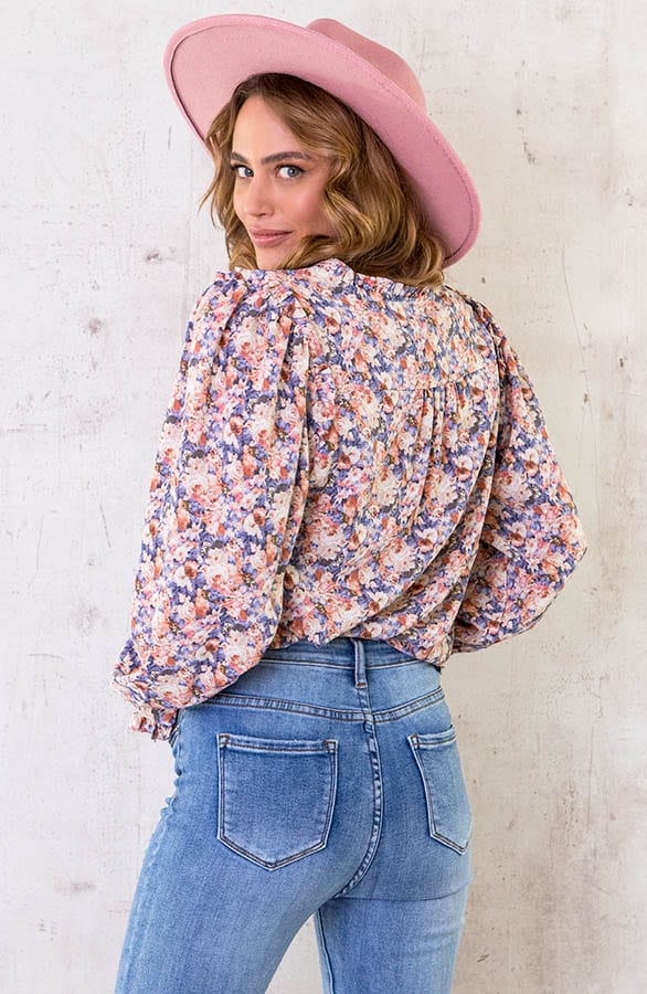Rozen V-hals Blouse Dust Koraal – shoparchief, foto 4
