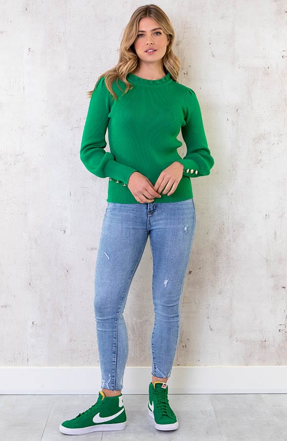 Ruffle Knopen Longsleeve Groen – shoparchief, foto 13