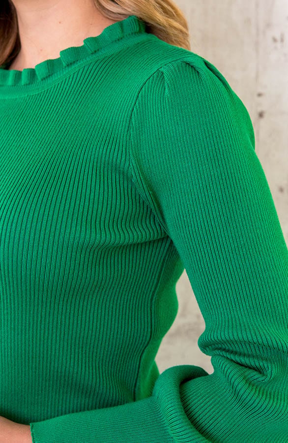 Ruffle Knopen Longsleeve Groen – shoparchief, foto 12