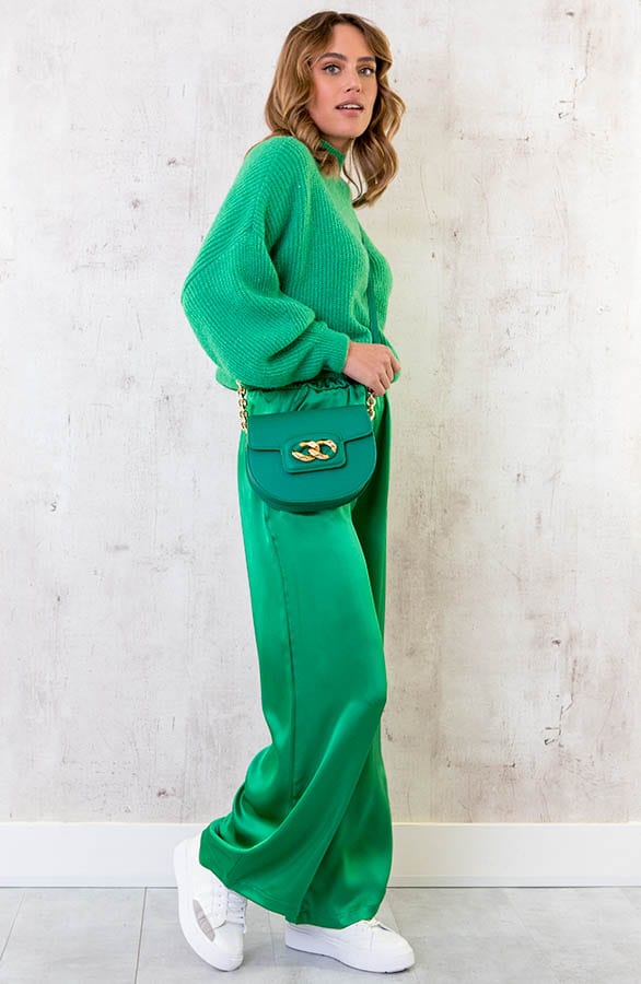 Satijnen Palazzo Broek Bright Green – shoparchief, foto 7