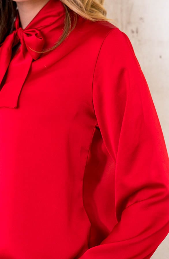 Satin Schleifen Bluse Rot, Shoparchiv, Foto 5