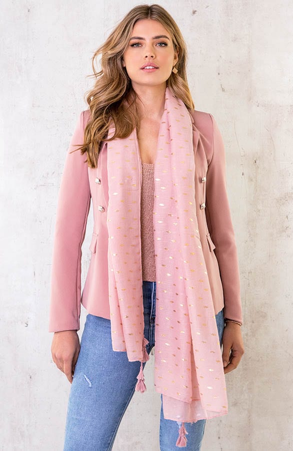 Sjaal Met Gouden Leaves Roze – shoparchief, foto 1