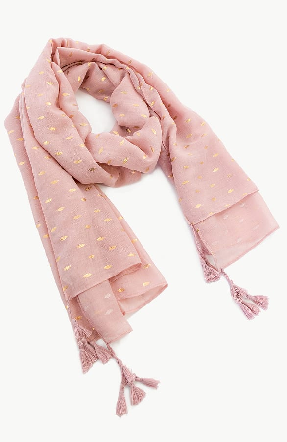 Sjaal Met Gouden Leaves Roze – shoparchief, foto 3