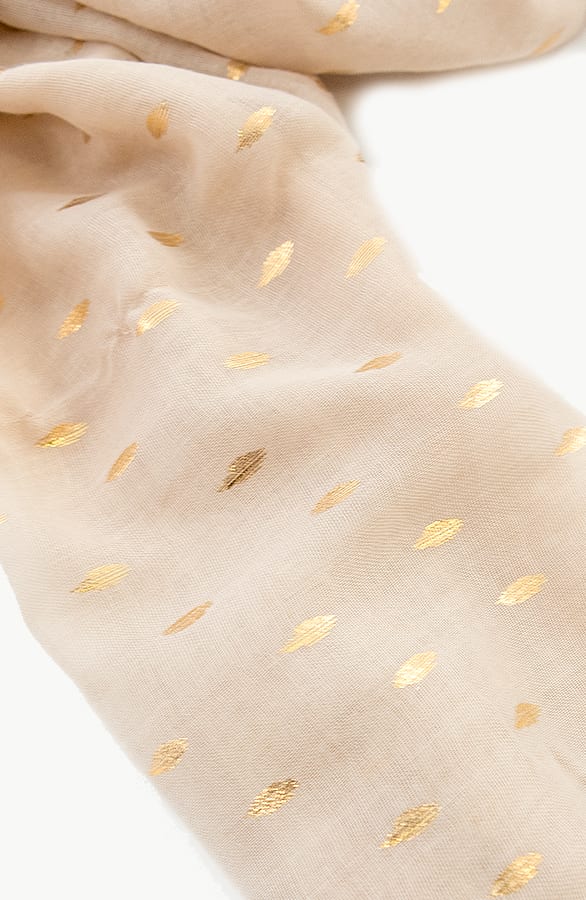 Sjaal Met Gouden Leaves Taupe – shoparchief, foto 2