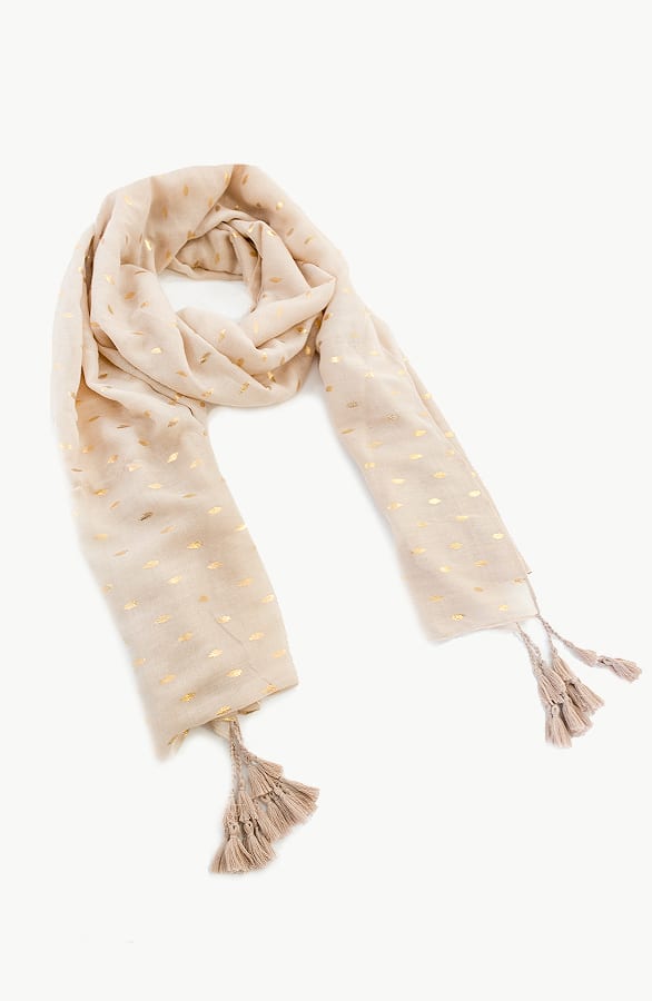 Sjaal Met Gouden Leaves Taupe – shoparchief, foto 1