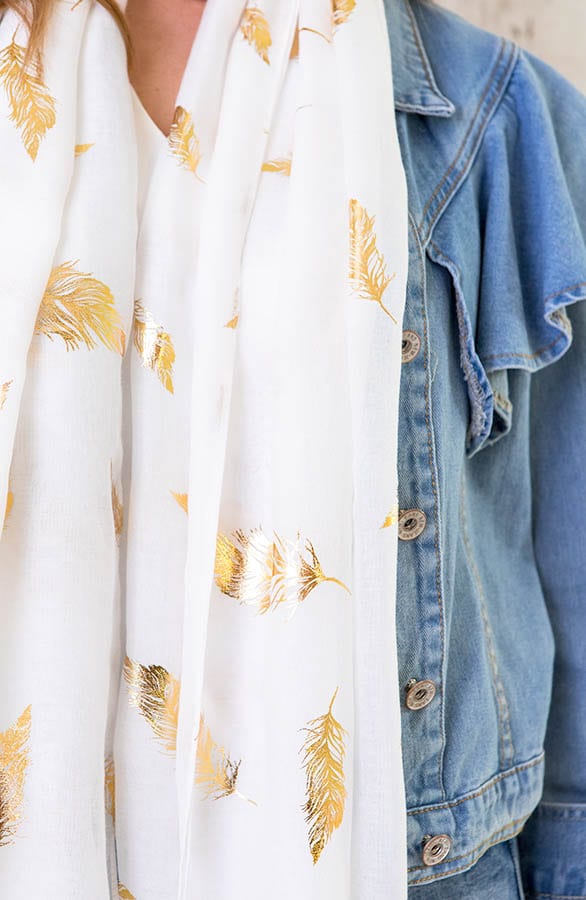 Sjaal Met Veren Wit – shoparchief, foto 6