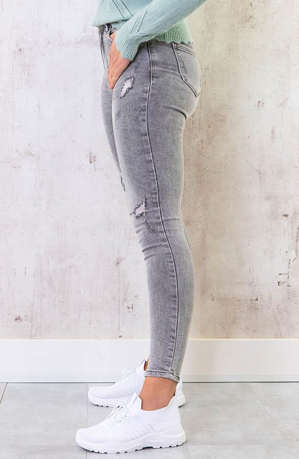Skinny High Waisted Jeans Grijs – shoparchief, foto 2