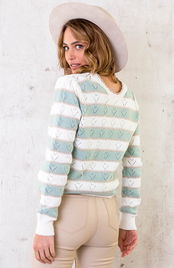 Strepen Lurex Patroon Trui Mint – shoparchief, foto 4