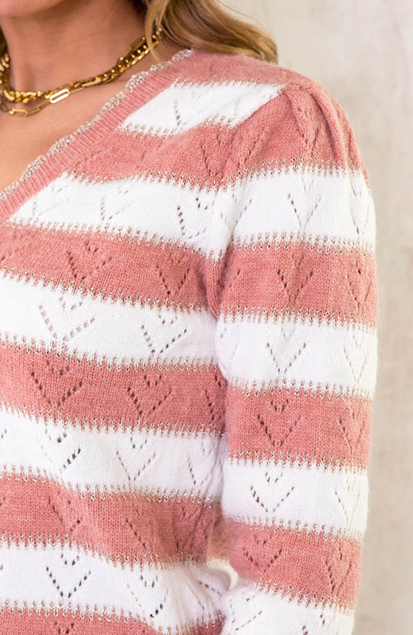 Strepen Lurex Patroon Trui Roze – shoparchief, foto 5