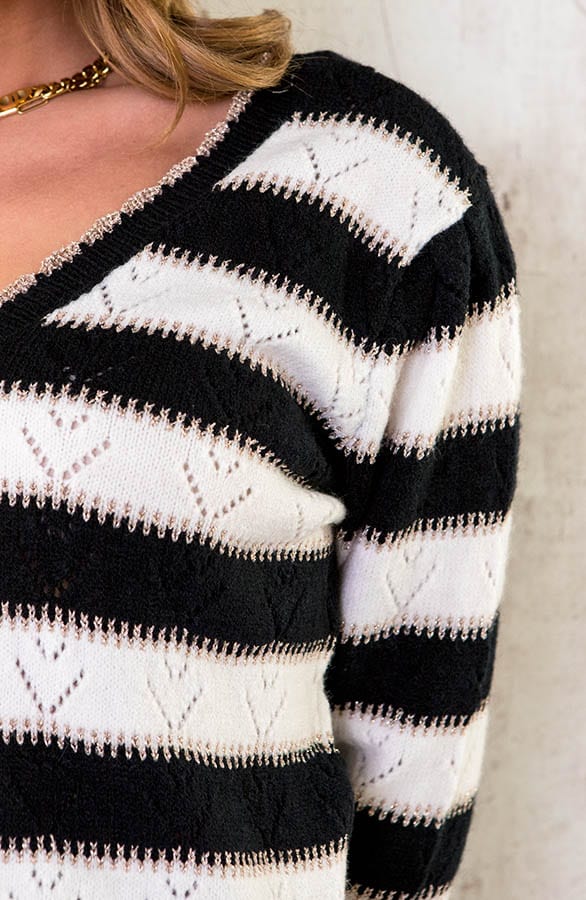 Strepen Lurex Patroon Trui Zwart – shoparchief, foto 5