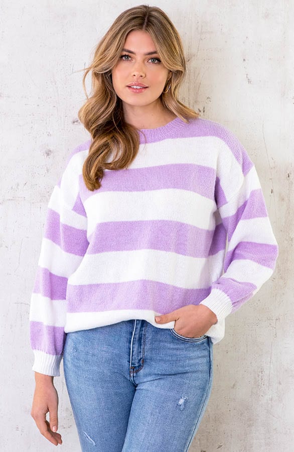 Strepen Trui Lila – shoparchief, foto 1